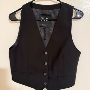 Zara Black Button-Up Vest